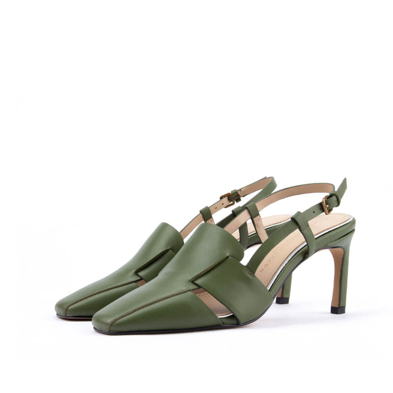 Nappa Fave Sling Pump in Olive Green 4