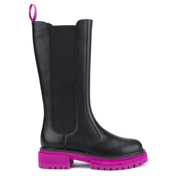 North Sea Tall Boots in Black Hot Pink 1