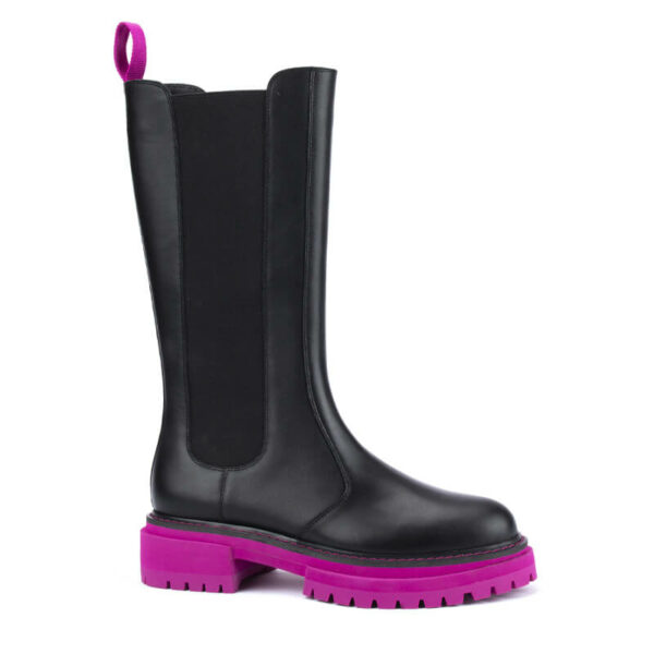 North Sea Tall Boots in Black Hot Pink 2