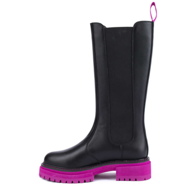 North Sea Tall Boots in Black Hot Pink 3