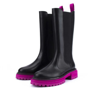 North Sea Tall Boots in Black Hot Pink 4