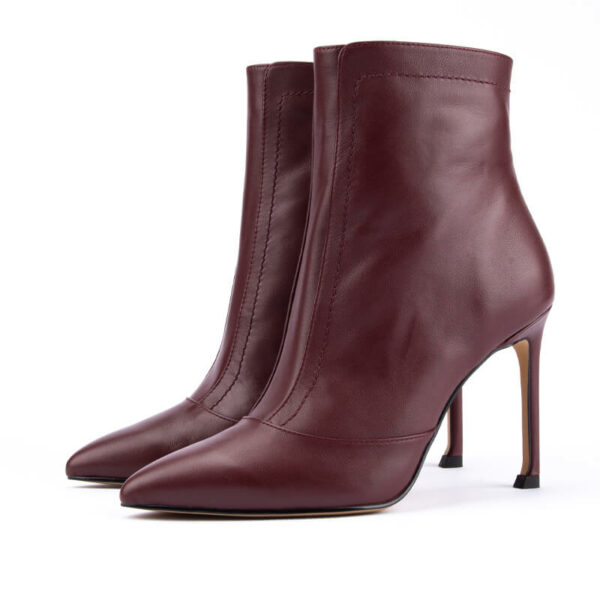 True Mist Leather Ankle Boots in Burgendy 3