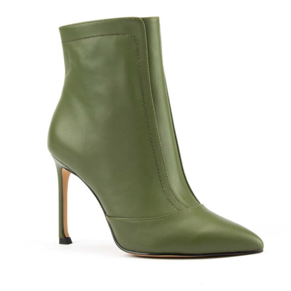 True Mist Leather Ankle Boots in Olive Green 1