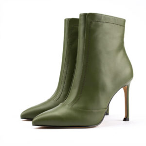 True Mist Leather Ankle Boots in Olive Green 4