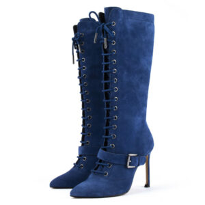 Ultra Chic Lace Up Boots in Blue