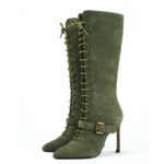 Ultra Chic Lace Up Boots in Olive Green 3