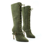 Ultra Chic Lace Up Boots in Olive Green 5