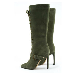 Ultra Chic Lace Up Boots in Olive Green