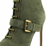 Ultra Chic Lace Up Boots in Olive Green 7