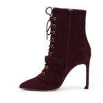 Urban Chic Lace Up Ankle Boots in Burgendy 2