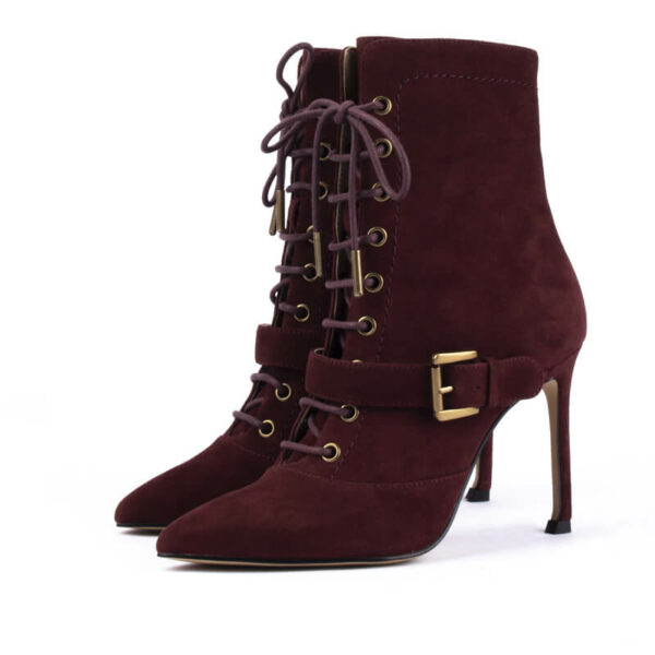 Urban Chic Lace Up Ankle Boots in Burgendy 3