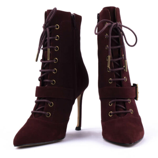 Urban Chic Lace Up Ankle Boots in Burgendy 4