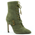 Urban Chic Lace Up Ankle Boots in Olive Green 1