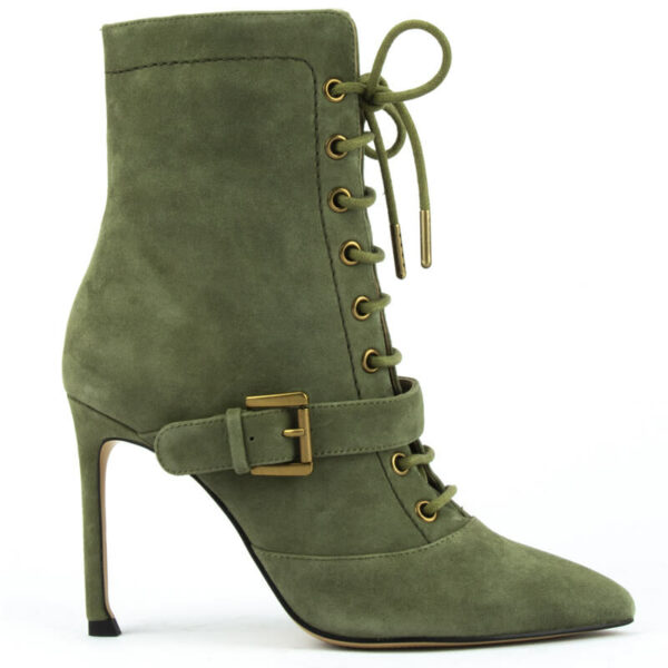 Urban Chic Lace Up Ankle Boots in Olive Green 2