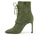Urban Chic Lace Up Ankle Boots in Olive Green 3