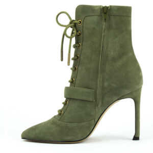 Urban Chic Lace Up Ankle Boots in Olive Green 3