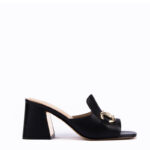 Willow Horsebit Open Toe Mules in Black 1