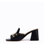 Willow Horsebit Open Toe Mules in Black 2