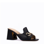 Willow Horsebit Open Toe Mules in Black 3