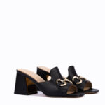 Willow Horsebit Open Toe Mules in Black 4