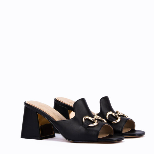 Willow Horsebit Open Toe Mules in Black 4