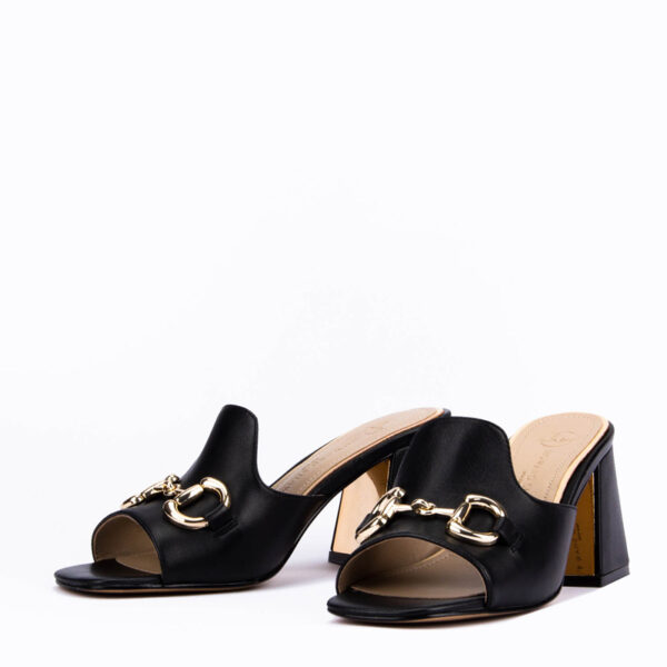 Willow Horsebit Open Toe Mules in Black 5