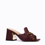 Willow Horsebit Open Toe Mules in Burgendy 3