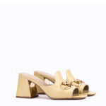 Willow Horsebit Open Toe Mules in Cream Yellow 2