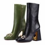 Winsome Boots in Olive Green & Black