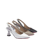 Customizable Women's Crystal Heel Pump Shoes in Black Beigh White