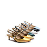 Eye-Catching Metallic Leather Heels with 5cm Heels 2