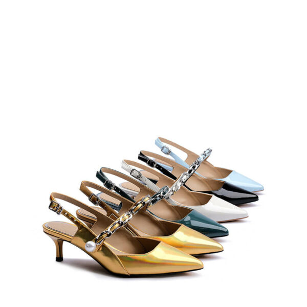 Eye-Catching Metallic Leather Heels with 5cm Heels 2