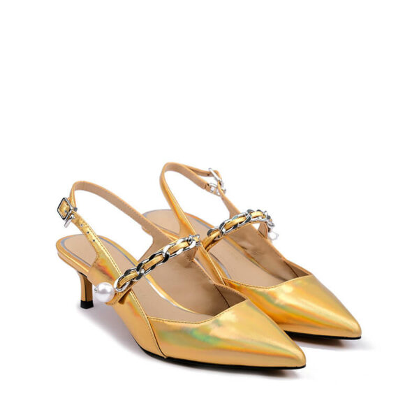 Eye-Catching Metallic Leather Heels with 5cm Heels 4